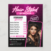 Modern Zwart & Roze Kapsalon Special Flyer (Voorkant)