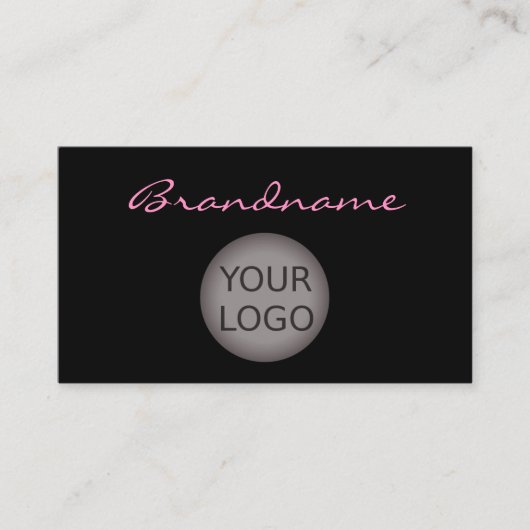 Modern Zwart Roze met uw Logo Custom Colors Visitekaartje (Voorkant)