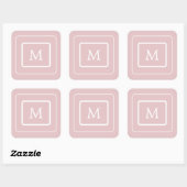 modern zwart - roze monogram vierkante sticker (Vel)