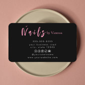 Modern Zwart Roze Nail Technician Visitekaartje