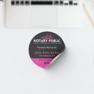 Modern Zwart Roze Notaris Public Business Marketin Ronde Sticker
