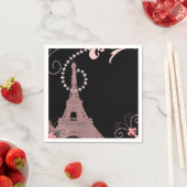 modern zwart roze  Paris Eiffeltoren Servet (Insitu)
