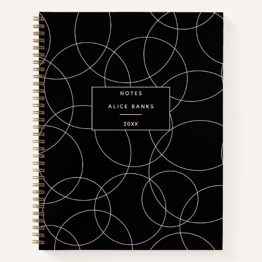 Modern Zwart & Roze Stijlvol Notitieboek (Voorkant)