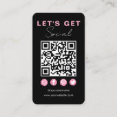 Modern Zwart Roze Verbind met ons QR Code Visitekaartje (Voorkant)