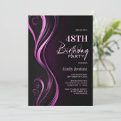 Modern Zwart Roze Verjaardagsfeest Kaart (Staand voorkant)