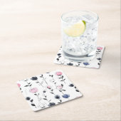 Modern zwart rozen patroon kartonnen onderzetters (Insitu)