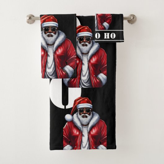 Modern Zwart Santa Afrikaans Amerikaans Kerstmis Bad Handdoek (Insitu)