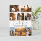 Modern zwart save the date 8 foto grid collage (Staand voorkant)