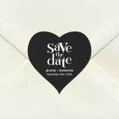 Modern Zwart Save The Date Bruiloft Aankondiging Hart Sticker