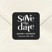Modern Zwart Save The Date Bruiloft Aankondiging Vierkante Sticker