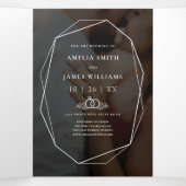 Modern zwart Save The Date Fototypografie Drieluik Uitnodiging (Binnenkant midden)