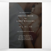 Modern zwart Save The Date Fototypografie Drieluik Uitnodiging (Binnenkant midden)