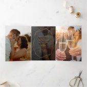 Modern zwart Save The Date Fototypografie Drieluik Uitnodiging (Binnen)