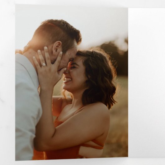 Modern zwart Save The Date Fototypografie Drieluik Uitnodiging (Binnenzijde eerst)