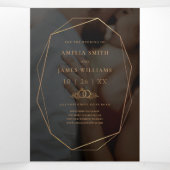 Modern zwart Save The Date Fototypografie Drieluik Uitnodiging (Binnenkant midden)