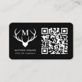 Modern zwart scanbaar QR-code Monogram Uniek Visitekaartje (Voorkant)