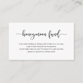 Modern zwart schattig lettertype, Wedding Honeymoo Informatiekaartje