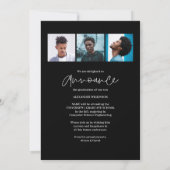 Modern Zwart Script 4 Foto Eenvoudig Afstuderen Aankondiging (Achterkant)