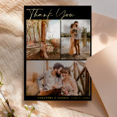 Modern zwart script 6 foto's bruiloft folie uitnodiging