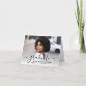 Modern zwart script Afstuderen foto-Afstuderen Bedankkaart (Voorkant)