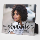 Modern zwart script Afstuderen foto-Afstuderen Fotoplaat (Zijkant)