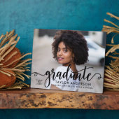 Modern zwart script Afstuderen foto-Afstuderen Fotoplaat (Zijkant)