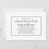 Modern zwart script Afstuderen foto-Afstuderen Kaart (Achterkant)