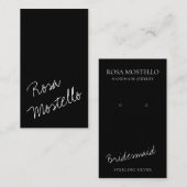Modern zwart-Script Bridesmaid oorscherm Visitekaartje (Voorkant / Achterkant)