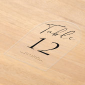 Modern zwart script bruiloft acryl tafel nummer acryl uitnodigingen (Laagn)