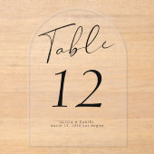 Modern zwart script bruiloft acryl tafel nummer acryl uitnodigingen (Voorkant)