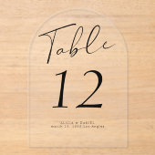 Modern zwart script bruiloft acryl tafel nummer uitnodigingen (Voorkant)