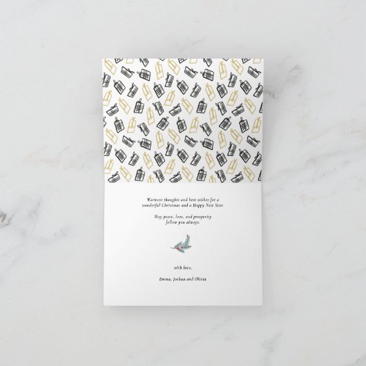 Modern zwart Script Cute Gold Black Giften Pattern Feestdagen Kaart (Binnen)