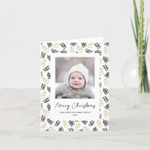 Modern zwart Script Cute Gold Black Giften Pattern Feestdagen Kaart