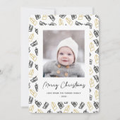 Modern zwart Script Cute Gold Black Giften Pattern Feestdagenkaart (Voorkant)