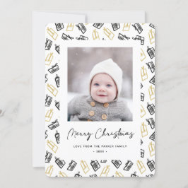 Modern zwart Script Cute Gold Black Giften Pattern Feestdagenkaart