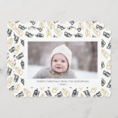 Modern zwart Script Cute Gold Black Giften Pattern Feestdagenkaart (Voorkant / Achterkant)