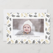 Modern zwart Script Cute Gold Black Giften Pattern Feestdagenkaart (Voorkant)