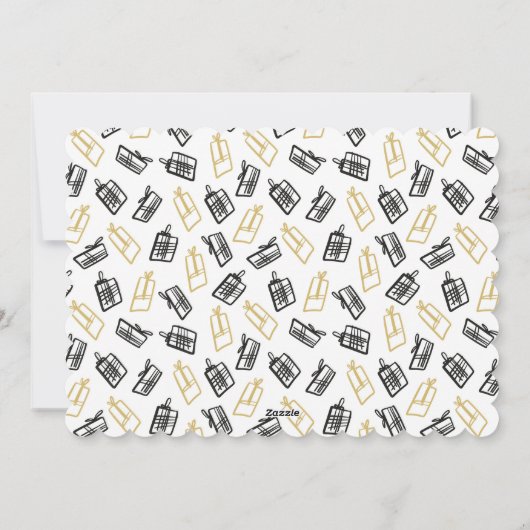 Modern zwart Script Cute Gold Black Giften Pattern Feestdagenkaart (Achterkant)