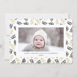 Modern zwart Script Cute Gold Black Giften Pattern Feestdagenkaart