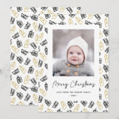 Modern zwart Script Cute Gold Black Giften Pattern Feestdagenkaart (Voorkant / Achterkant)
