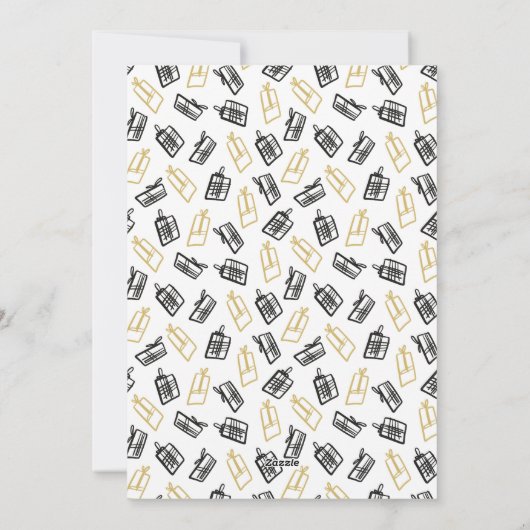 Modern zwart Script Cute Gold Black Giften Pattern Feestdagenkaart (Achterkant)