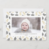 Modern zwart Script Cute Gold Black Giften Pattern Feestdagenkaart (Voorkant)