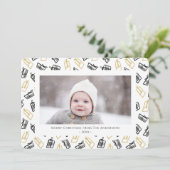 Modern zwart Script Cute Gold Black Giften Pattern Feestdagenkaart (Staand voorkant)