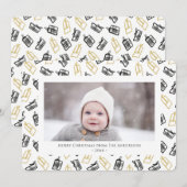 Modern zwart Script Cute Gold Black Giften Pattern Feestdagenkaart (Voorkant / Achterkant)