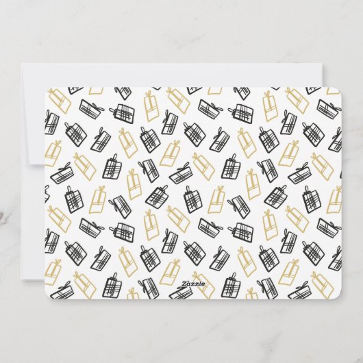 Modern zwart Script Cute Gold Black Giften Pattern Feestdagenkaart (Achterkant)