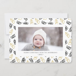Modern zwart Script Cute Gold Black Giften Pattern Feestdagenkaart