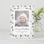 Modern zwart Script Cute Gold Black Giften Pattern Feestdagenkaart (Staand voorkant)