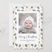 Modern zwart Script Cute Gold Black Giften Pattern Feestdagenkaart (Voorkant)