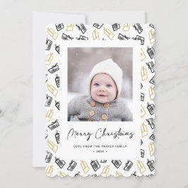 Modern zwart Script Cute Gold Black Giften Pattern Feestdagenkaart