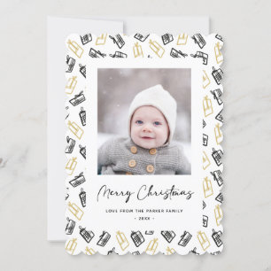 Modern zwart Script Cute Gold Black Giften Pattern Feestdagenkaart